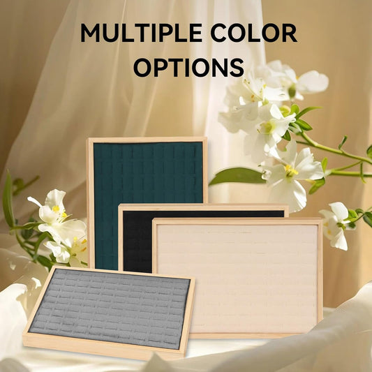 Rings Organizer Tray, 100 Slots Ring Earrings Trays Velvet Jewelry Display Tray Earring Storage Box rawer for V1259-DP01-A-802