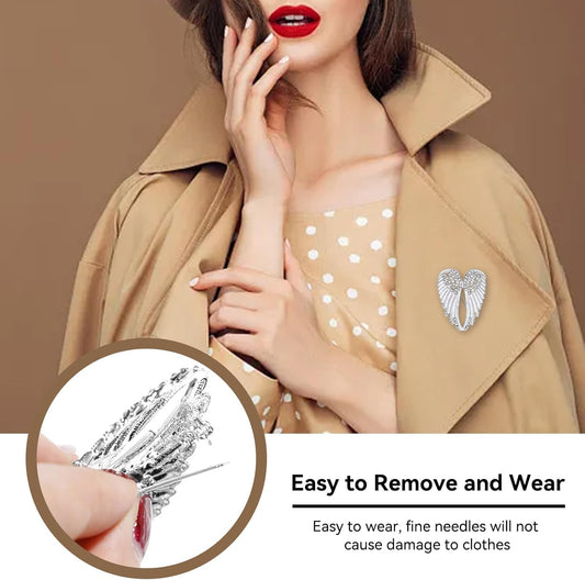 4pcs Women's Guardian Angel Wing Brooch Pins, Rhinestones Pin Set Cardigan Collar Clips Dress Shirt for Women V1259-DP01-A-805