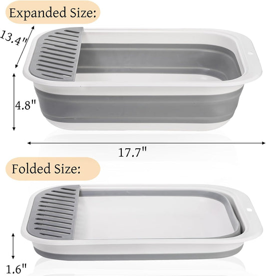 Collapsible Small Cat Litter Box, 17.7'' Open Foldable Kittens Potty with Scoop, Shallow Anti Splash Travel V1259-DP01-A-878
