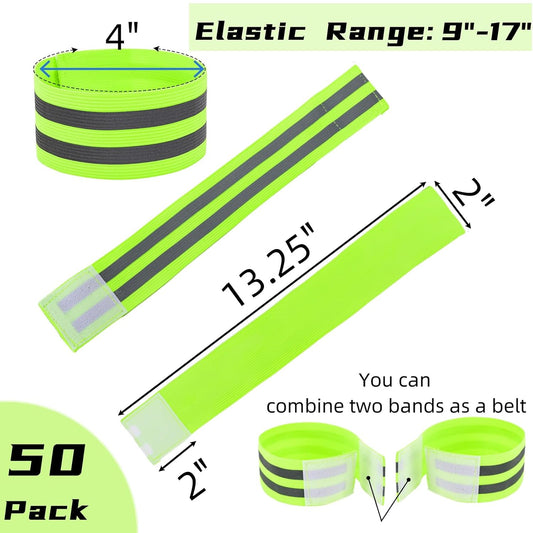 50 Pack Reflective Bands, High Visibility Safety Reflector Armband, Security Tape Strip Bracelets, Cycling V1259-DP01-A-892