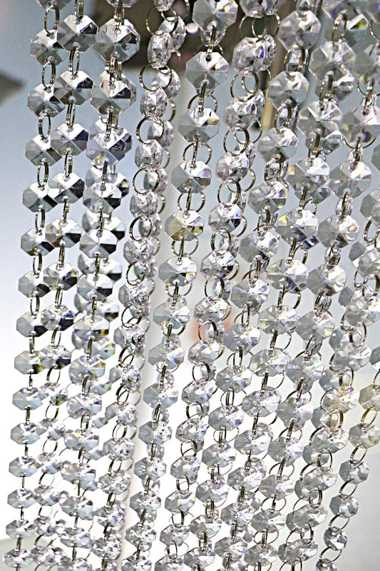 Crystal bead necklace - Crystal garland string - Pendant light - Gemstone bead necklace - 14 mm - Clear - V1259-DP01-BO-116