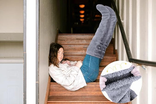 Home Socks - Overknee Fleece Socks - 55cm - Fleece Slipper Socks - Fluffy - Long Leg - Warm Pants - Winter - V1259-DP01-BO-159