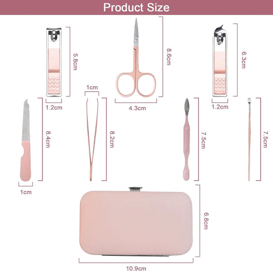 Premium Nail Care Set - 7-in-1 - Professional Nail Clippers - Scissors - Pedicure Set - Stainless Steel - V1259-DP01-BO-161