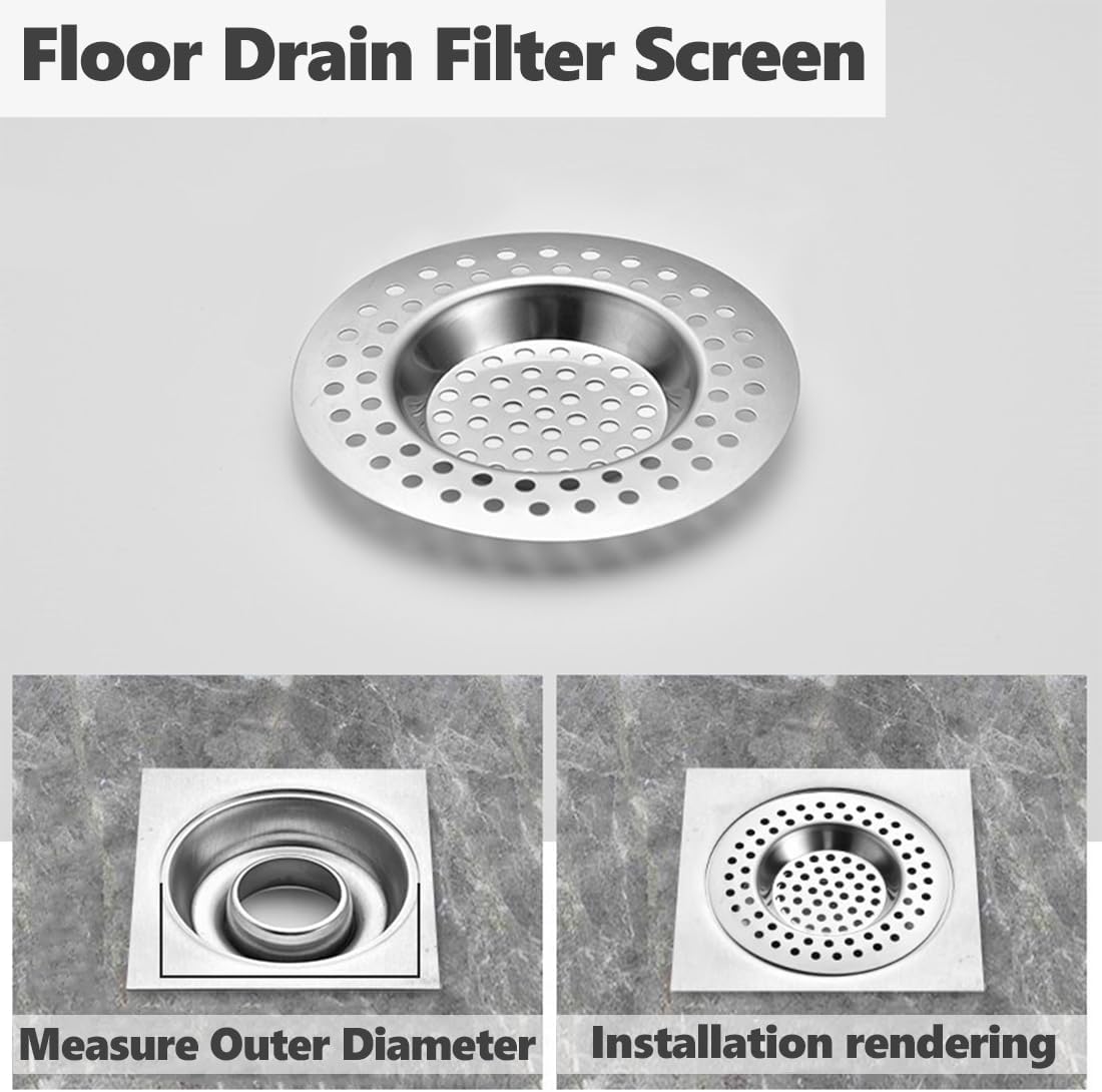 RVS kitchen drain plug - standard drain plug and hair/food catcher for bathroom - kitchen and shower (7.6 cm V1259-DP01-BO-168