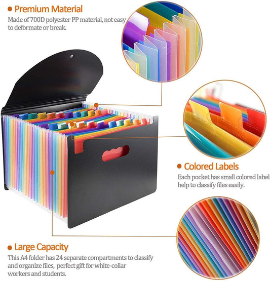 File Organizer - 24-pocket expandable folder - A4 size accordion folder - expandable file organizer with V1259-DP01-BO-177