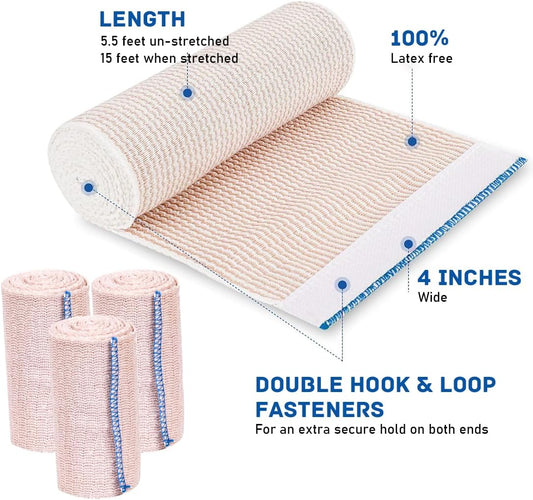 Premium compression bandages Pack of 6 elastic bandages - self-adhesive - for injuries to wrists, ankles, V1259-DP01-BO-198