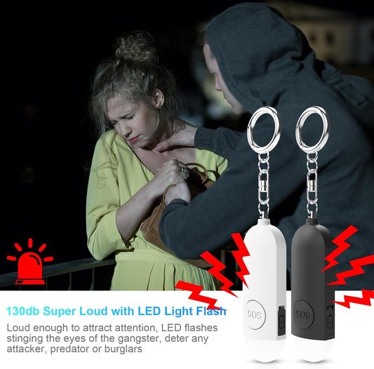 Alarm - Torch - 2-pack - 130dB - Personal alarm - Security alarm - Rechargeable - Emergency siren - with LED V1259-DP01-BO-24