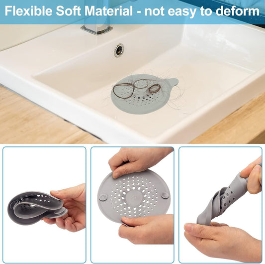 2-pack shower drain hair catchers with strong suction cups, silicone sink strainer protector, shower drain V1259-DP01-BO-280