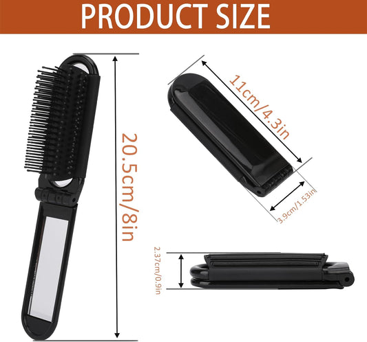 2 pieces of foldable hairbrush - portable travel hairbrush with pocket-sized mirror, anti-static mini V1259-DP01-BO-284