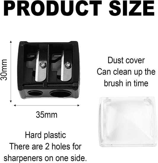 2-piece eyeliner pencil sharpener, makeup pencil sharpener with 2 holes, compact eyebrow pencil sharpener for V1259-DP01-BO-306