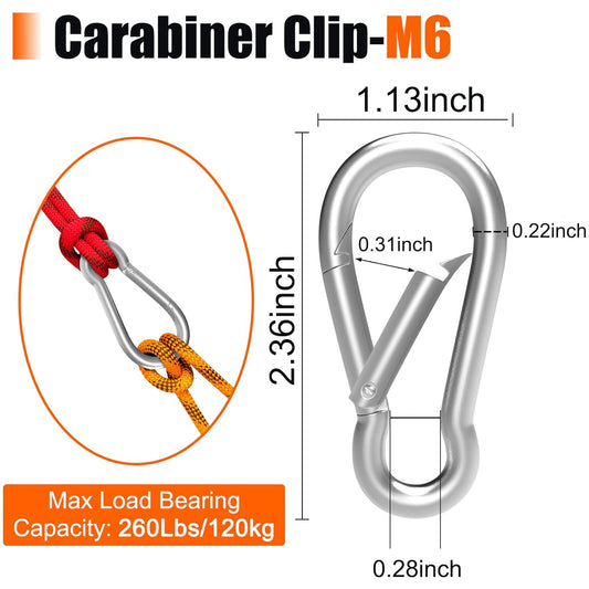 Karabiner Hook - 50 pieces - M6 - Karabiner Hook Clip - Spring - Karabiner Hook - Keychain - For gym - V1259-DP01-BO-39