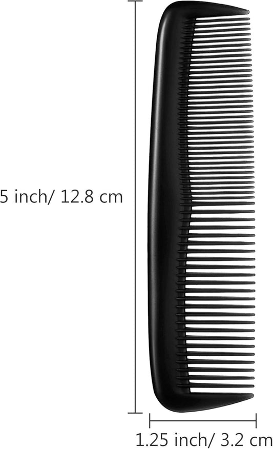 12-piece hair brush set - fine plastic hair brush in pocket size - unisex - fine comb (black) V1259-DP01-BO-429