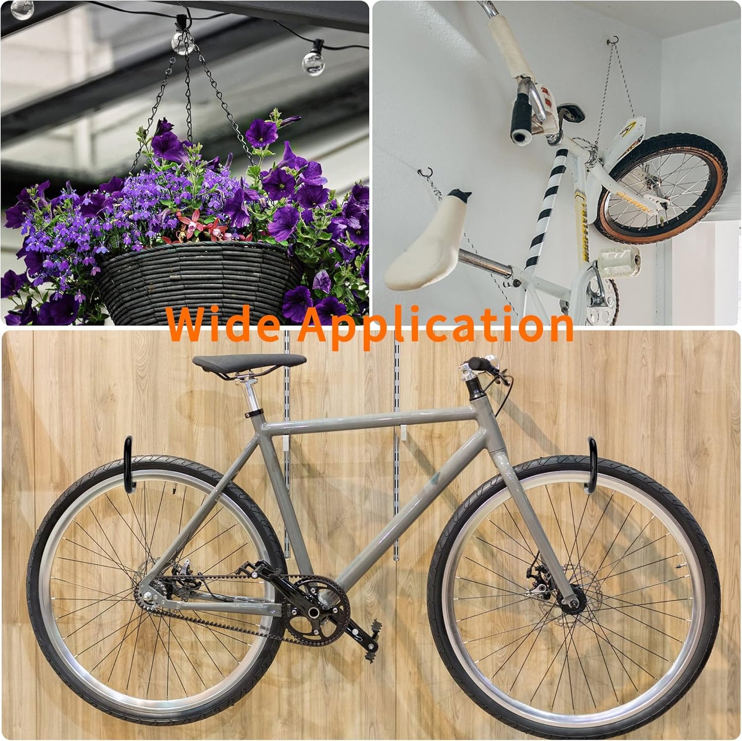 Heavy Duty Bike Hooks - 4-pack - Garage - Ceiling - Wall - Screw Mount - Bike Rack - Bicycle Storage and V1259-DP01-BO-51