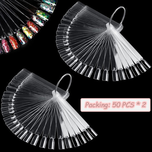 100 transparent nail sticks in wave shape, nail polish sticks, nail display sticks, transparent plastic V1259-DP01-BO-534