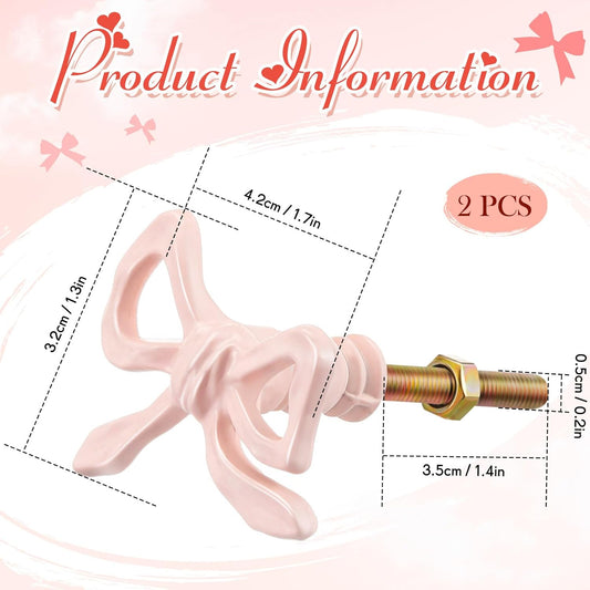 Kastdeurgreep - 2 pieces - Pink - Pink ribbon - Pink ribbon drawer knob - Dresser knob - Decorative handle - V1259-DP01-BO-57
