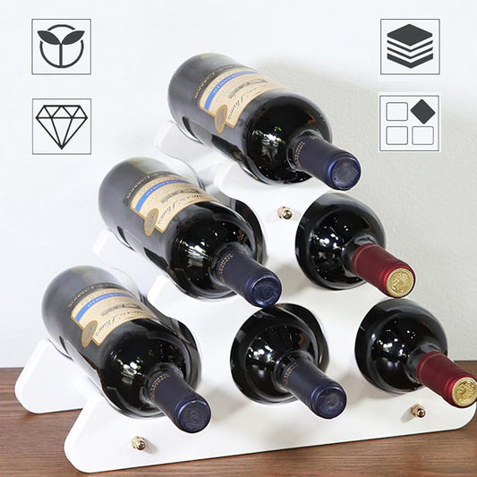 Countertop wooden wine rack - Compact and small wine rack - Tabletop wine organizer for 6 bottles of wine - V1259-DP01-BO-582