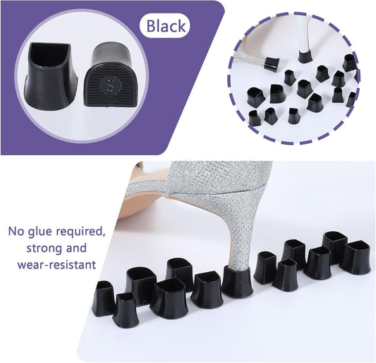 Heel protectors - U-shaped - 4 sizes - Black - 12 pairs - Non-slip - Sound-dampening - Heel protection - Heel V1259-DP01-BO-62