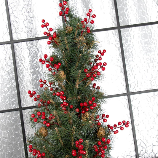 Christmas Tree Decoration - 32-pack - Artificial Red Berry Stems - 16.5 cm - Christmas Berries - Suitable for V1259-DP01-BO-64