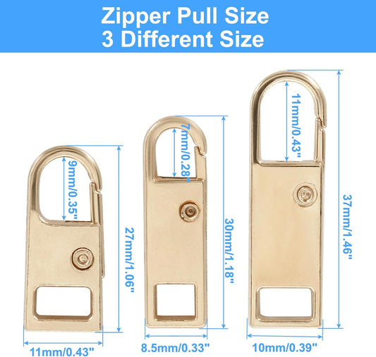 Biaungdo 6 Pcs Zipper Pull Replacement, Detachable Zipper Pull Tabs Slider Metal Luggage Zipper Handle and V1259-DP01-D-110