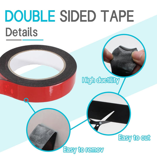 Biaungdo 1 Roll Double Sided Tape Heavy Duty, 155 inch x 1 inch Black Two Sided Mounting Tape, Removable V1259-DP01-D-111