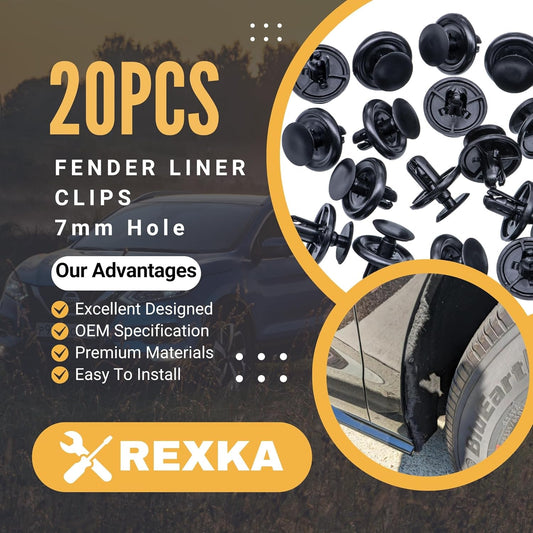 Rexka 20pcs Engine Splash Shield Fender Liner Trunk Lid Trim Under Cover Push-in Style Retainer Clip V1259-DP01-D-160