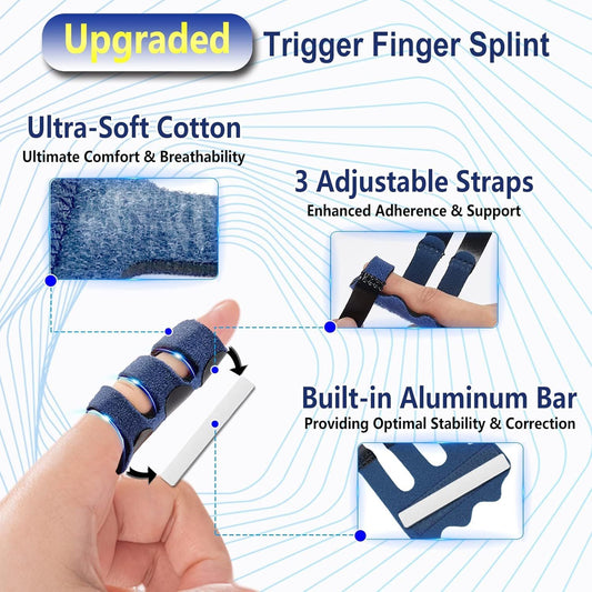 4 Pcs Upgraded Trigger inger Splint: Trigger inger Brace Support with 3 Adjustable ixing Belt, inger V1259-DP01-D-227