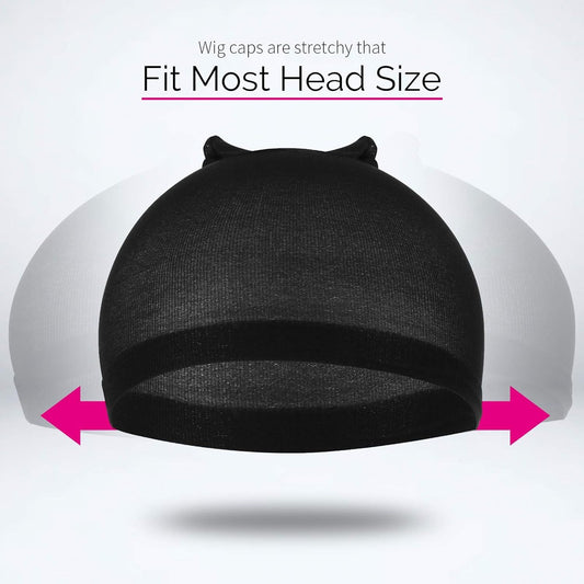 Wig Cap, 6PCS Black Stocking Caps or Wigs, Stretchy Stocking Nylon Caps or Women, Girls, Kids V1259-DP01-D-249