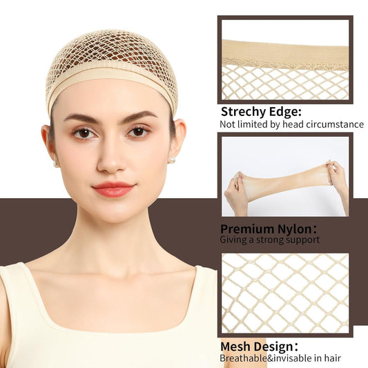 Wig Cap, Hair Net or Wigs, 30 CM Large Mesh Wig Cap or Long Hair or Women, Nylon Hair Net Non Slip or V1259-DP01-D-255