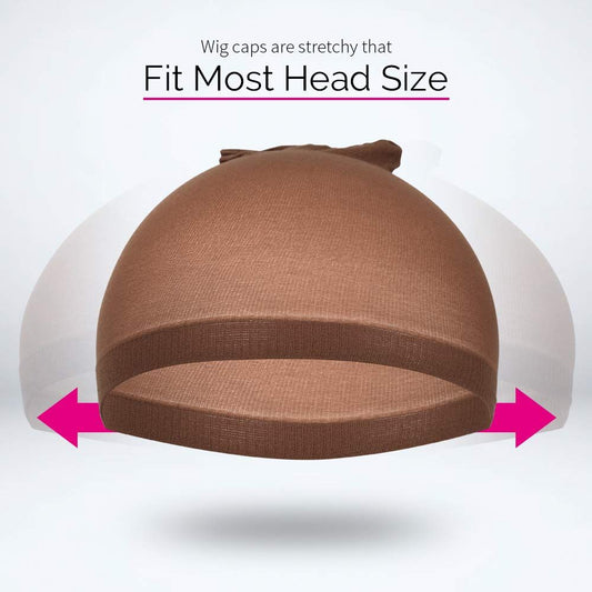 Wig Cap, 4 pieces Dark Brown Stocking Wig Caps Stretchy Nylon Wig Caps or Women V1259-DP01-D-256