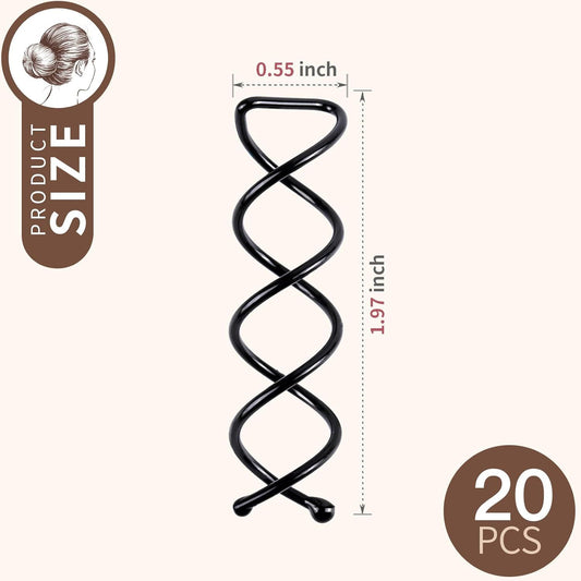 20PCS Spiral Hair Pins, Spin Pins Spiral Bobby Pins or Girls, Women and Kids, Non-Scratch Round Clip & Bun V1259-DP01-D-257