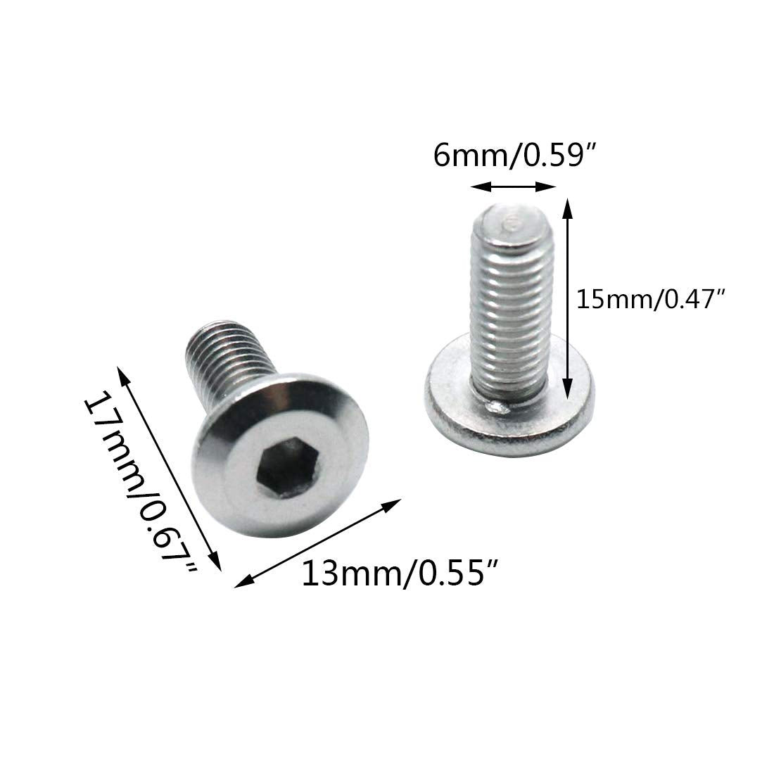 Biaungdo M6x15mm Stainless Steel Flat Head Hex Socket Cap Bolts Screws Countersunk Connector Fastener,Pack of V1259-DP01-D-35