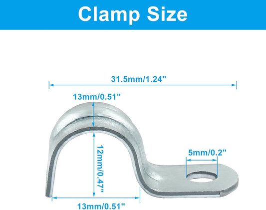 Biaungdo 30 Pcs M12 Rigid Pipe Strap, 1/2 Inch Zinc Plated Steel One Hole Strap Bracket Pipe Clamps Heavy V1259-DP01-D-5