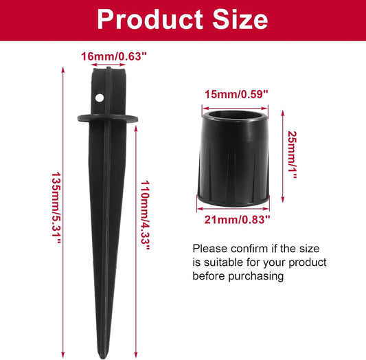 Biaungdo 6 Pack Metal Stakes, 5.3 Inch Solar Light Replacement Stakes, Black Outdoor Ground Stake for Yard V1259-DP01-D-51