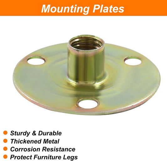 Biaungdo Furniture Leg Mounting Plates, 4 Sets 5/16 Attachment Plates with Hanger Bolts Screws for Furniture V1259-DP01-D-81