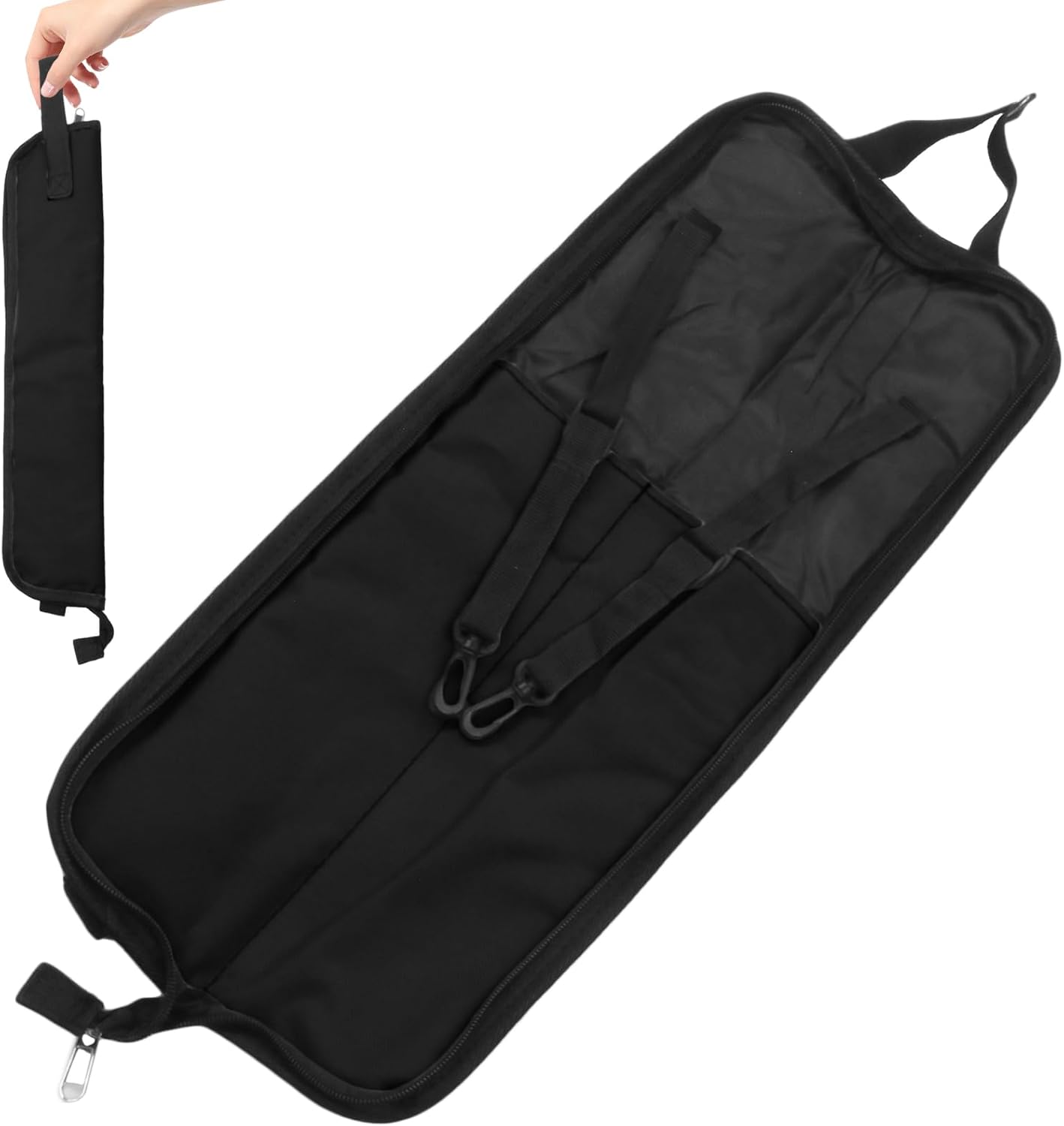 Biaungdo Drumstick Bag, Black Portable Drum Stick Bag, Small Drumstick Case Holder for Drum Mallets and V1259-DP01-D-86