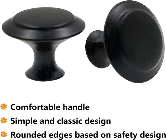 Biaungdo 15 Pack 1Inch Flat Black Kitchen Cabinet Knobs Drawer Dresser Handles Knobs, Round Drawer Handles V1259-DP01-D-91
