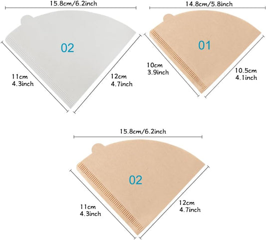 YQL Coffee Filter Paper,Size02 200 Count Natural Unbleached Disposable Coffee Filters Paper Fit for Drip V1259-DP01-E-131
