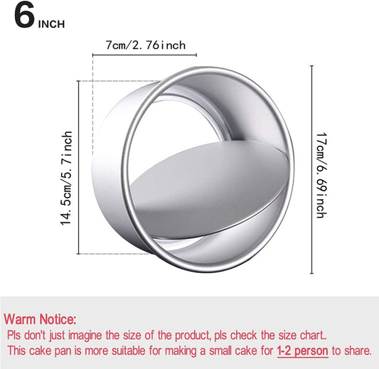 6 Inch Cake Pan Round, Small Cheesecake Pan with Removable Bottom, Chiffon Cake Mold Anodized Aluminum Baking V1259-DP01-E-140