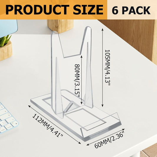 Biaungdo 6 Pcs Acrylic Book Display Stand, Adjustable Clear Display Holder Easel Collector Stand, Compact V1259-DP01-E-17