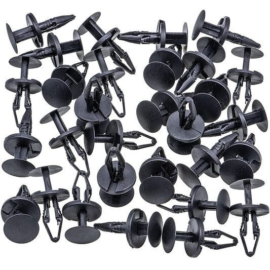 Rexka 30pcs Cowl Grille Bumper Retainers Pins Wheelhouse Liner Rivet Push Type Retainer Clips 17/64" (6.5mm) V1259-DP01-E-225