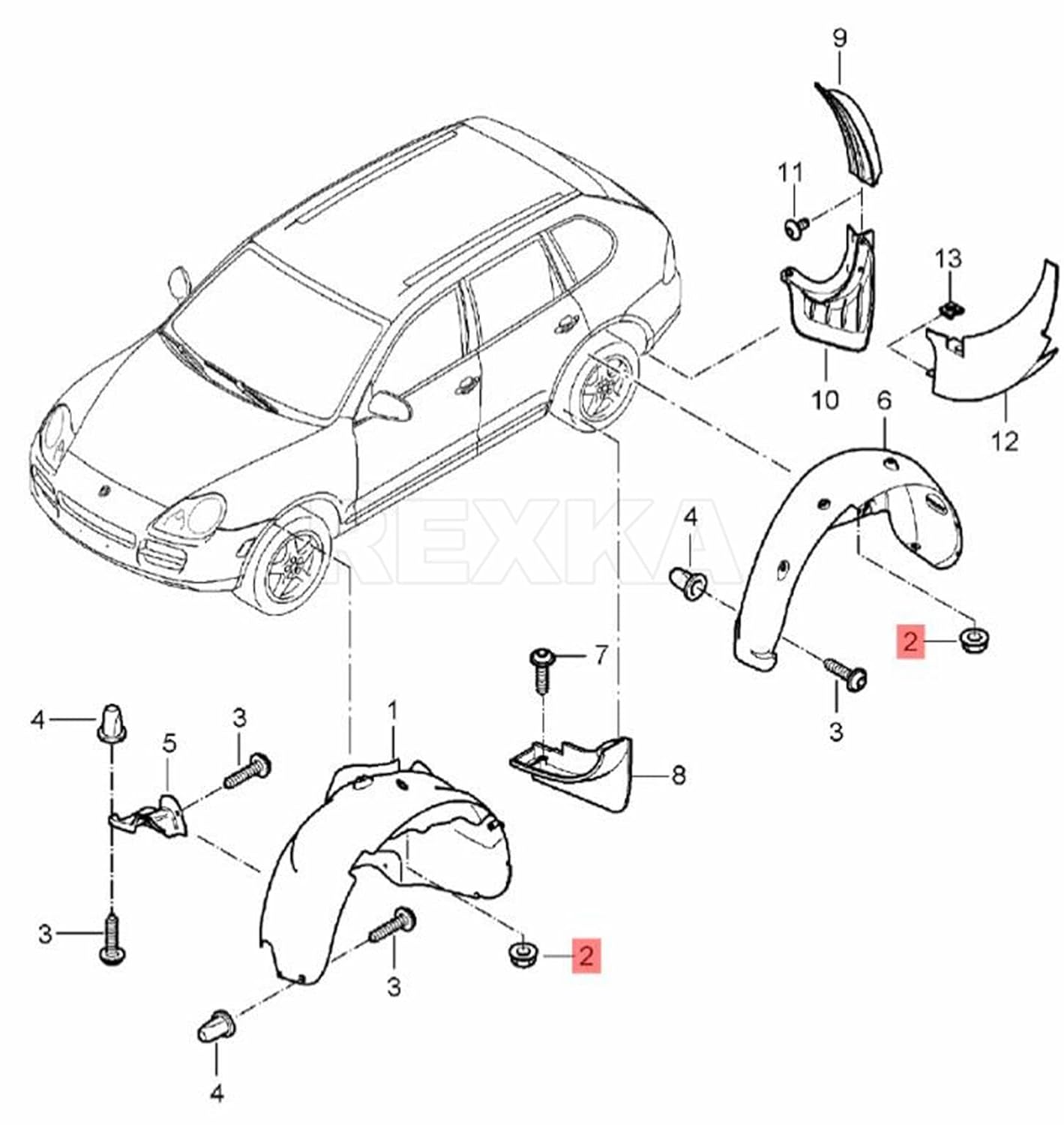 Rexka 30pcs Fender Liner Splash Shield Under Cover Nut for Audi Volkswagon Porsche N90757901 N90352101 V1259-DP01-E-226