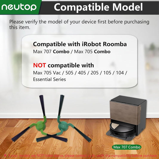 Edge-Sweeping Brush Side Brush Compatible with iRobot Roomba Max 707 Combo/Max 705 Combo, Robot Vacuums, V1259-DP01-E-306