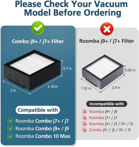 Combo 10 Max/ j9+/ j7+ HEPA ilters ONLY Compatible With i-Robot Roomba Combo 10 Max, Combo j9+, Combo j7+ V1259-DP01-E-340