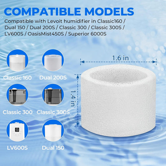 30-Pack Top ill Humidiier Replacement ilters or LEVOIT Classic160, Dual150, Dual200S, Classic300(S), LV600S, V1259-DP01-E-373