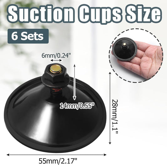Biaungdo 6 Pack 55mm/2.16inch Strong Adhesive Suction Cup with M6 x 14mm Thread Screw, Black Thread Screw PVC V1259-DP01-E-40