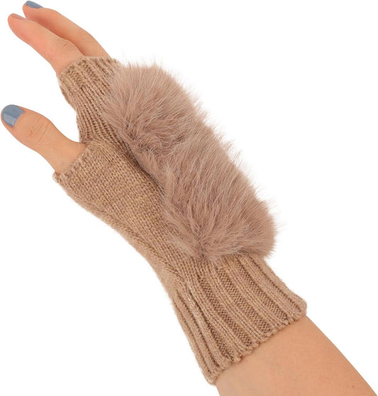 Women Wool Knit ingerless Gloves urry Mittens Wrist Warmers V1259-DP01-E-415