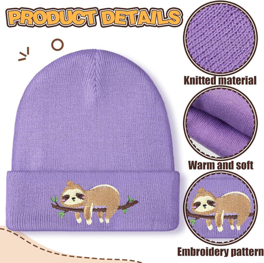 Sloth Beanie Winter Purple Hat or Women Cute Sloth Knitted Cap Winter Crochet Hat Gits or Women Animal Lovers V1259-DP01-E-438