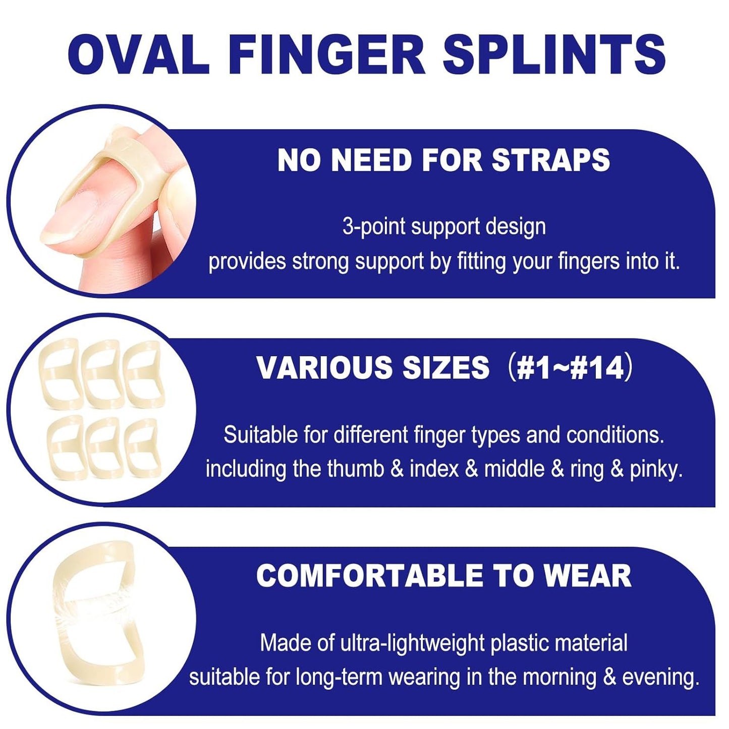 6Pcs Oval inger Splints, Trigger inger Splint or Trigger/Mallet/Arthritis/Straightening, inger Brace Support, V1259-DP01-E-481
