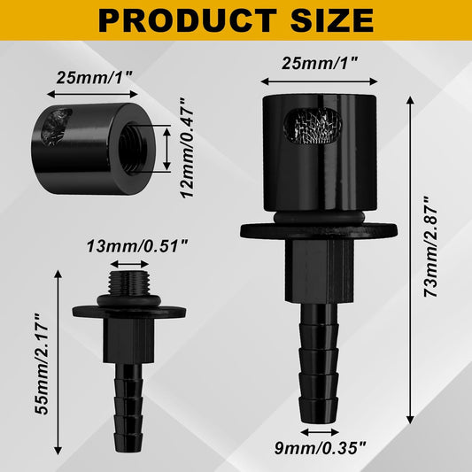 Biaungdo Black Fuel Tanks Remote Mount Vent Valve, 5/16 Inch Hose Barb Size Tank Vent Line Replacement Part V1259-DP01-E-49