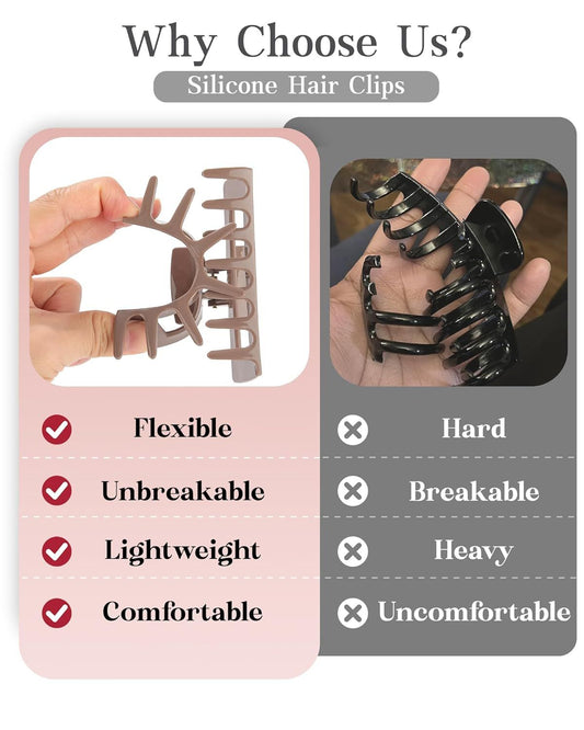 3Pcs Silicone Hair Clips lexible Claw Clips or Women Cloud Clip Bendable Large Hair Claw Clip V1259-DP01-E-557